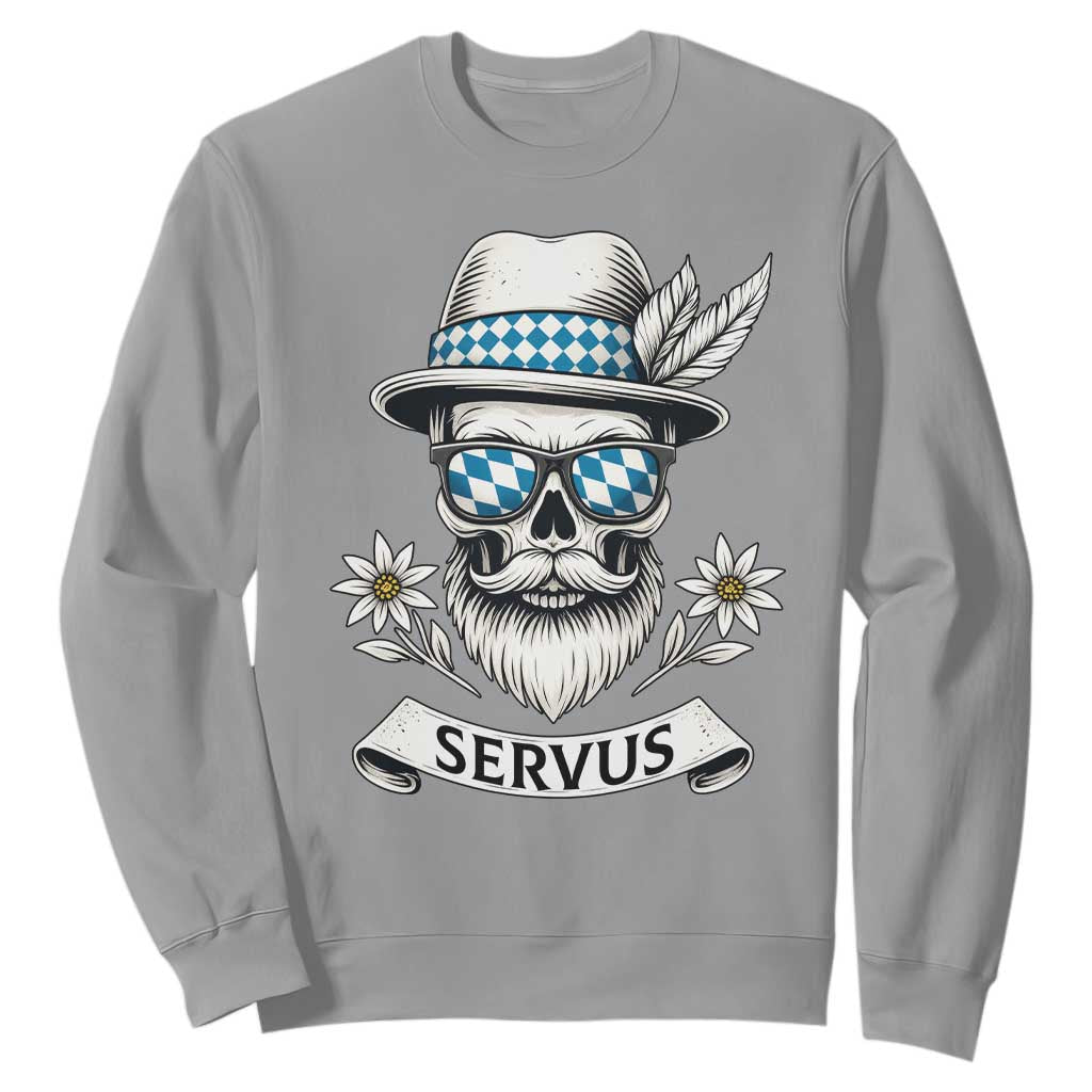 Bavarian Skull Servus Oktoberfest Sweatshirt Cool Alpine Hat Tyrolean German Tradition Style TS02 Sport Gray Print Your Wear