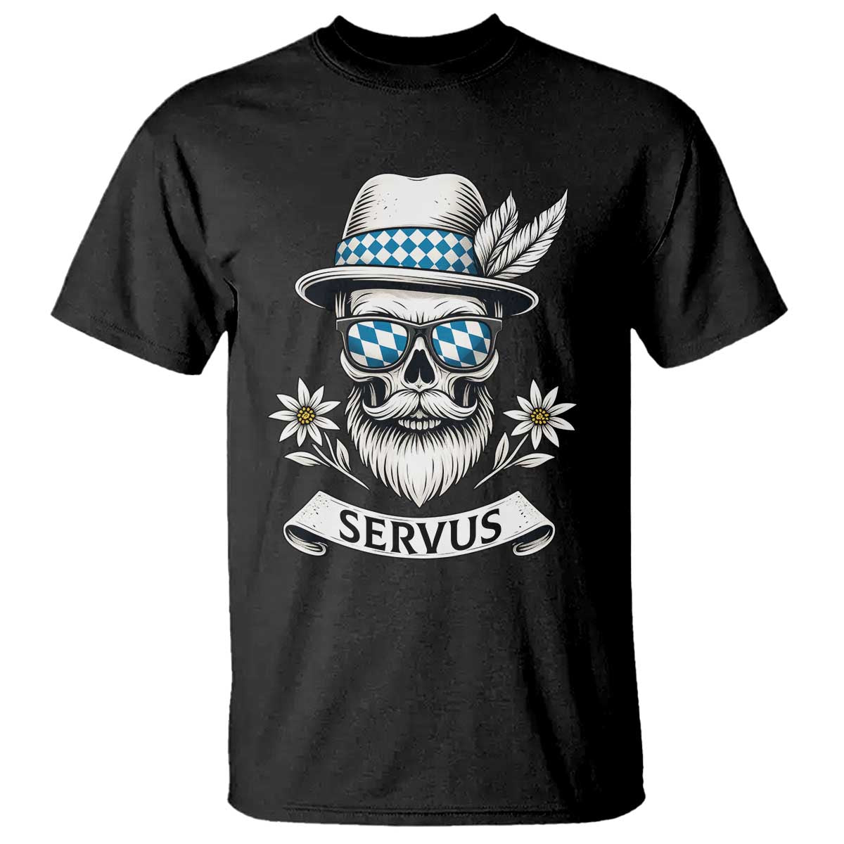 Bavarian Skull Servus Oktoberfest T Shirt Cool Alpine Hat Tyrolean German Tradition Style TS02 Black Print Your Wear