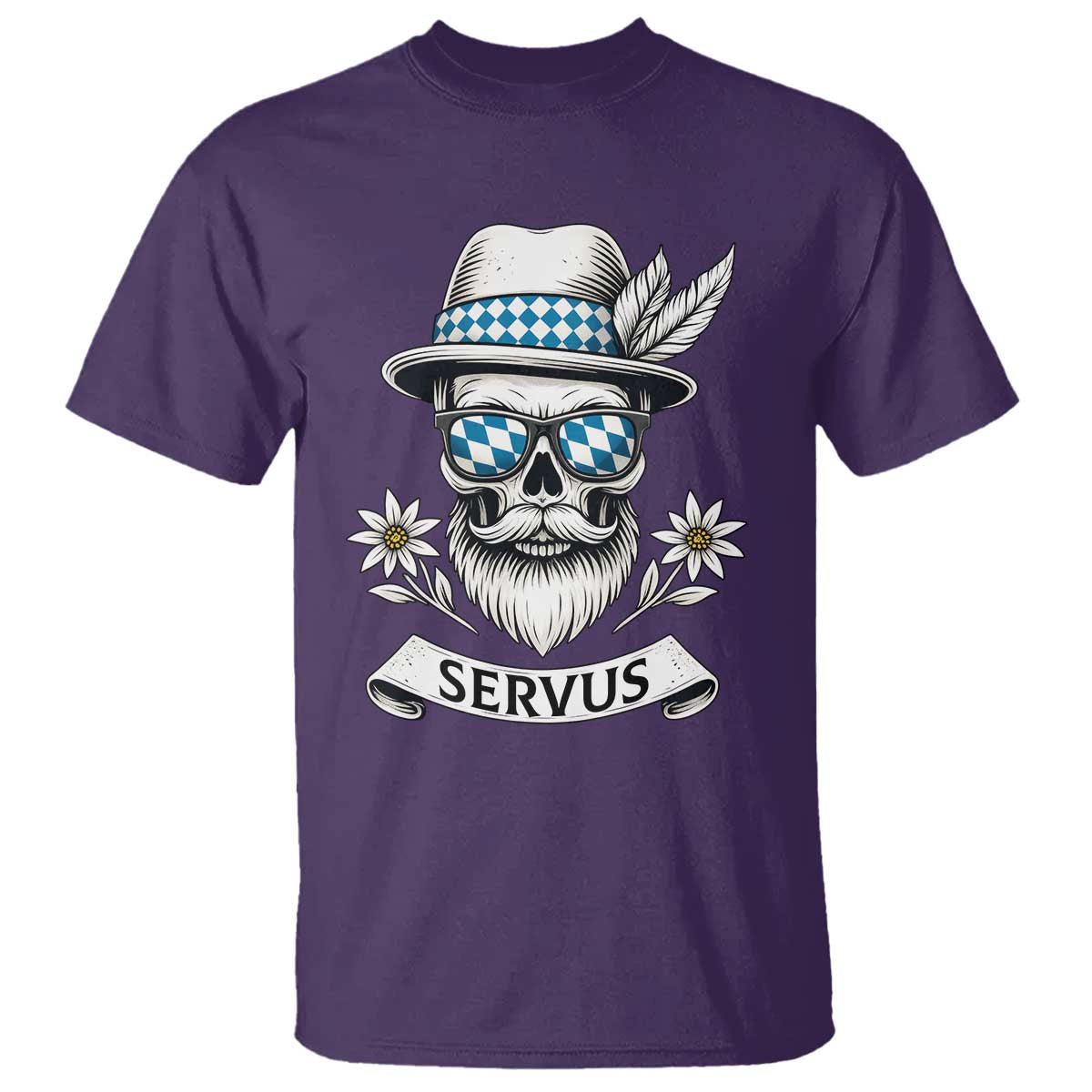 Bavarian Skull Servus Oktoberfest T Shirt Cool Alpine Hat Tyrolean German Tradition Style TS02 Purple Print Your Wear