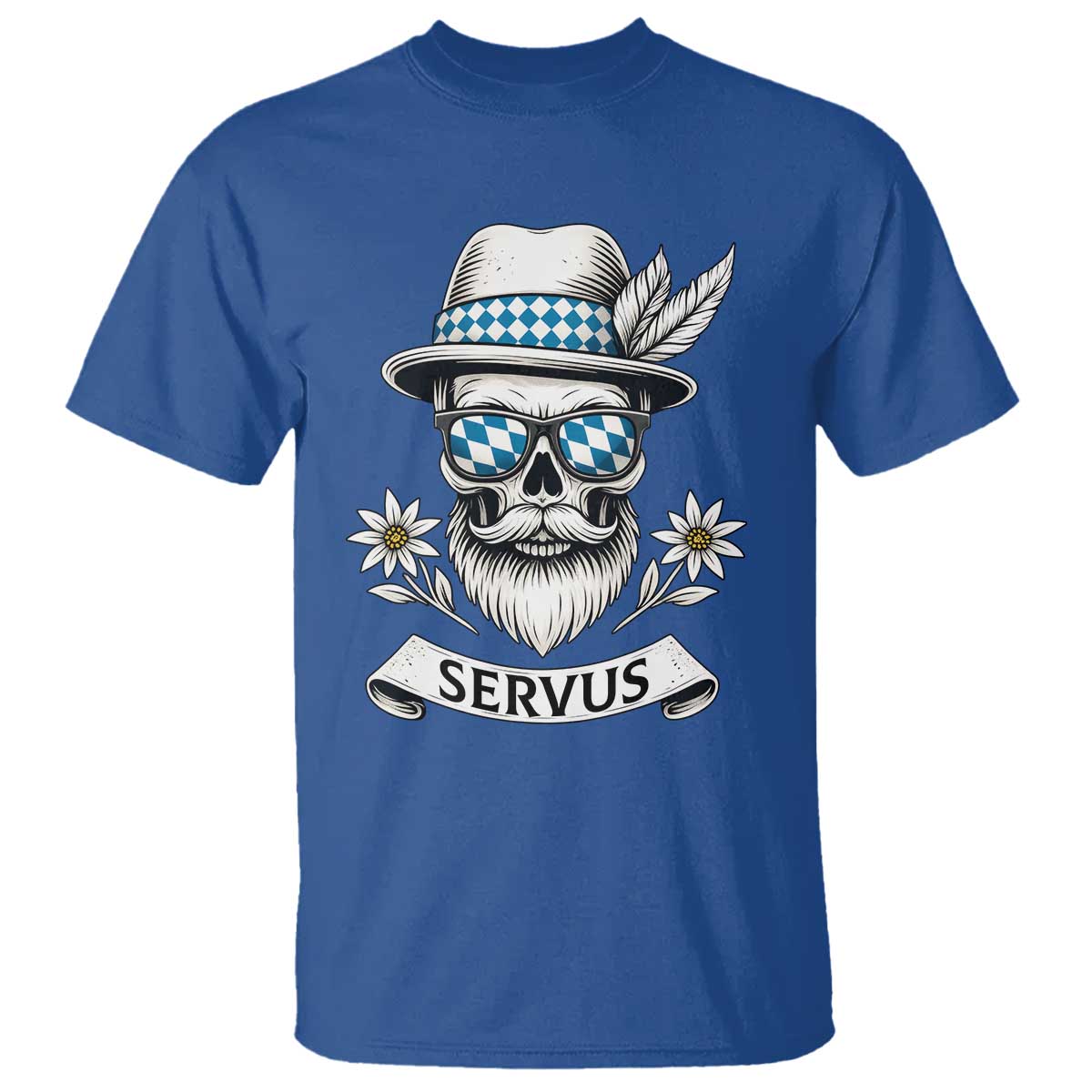 Bavarian Skull Servus Oktoberfest T Shirt Cool Alpine Hat Tyrolean German Tradition Style TS02 Royal Blue Print Your Wear