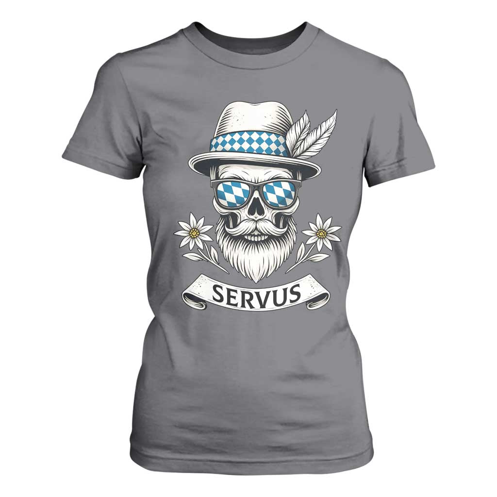 Bavarian Skull Servus Oktoberfest T Shirt For Women Cool Alpine Hat Tyrolean German Tradition Style TS02 Charcoal Print Your Wear