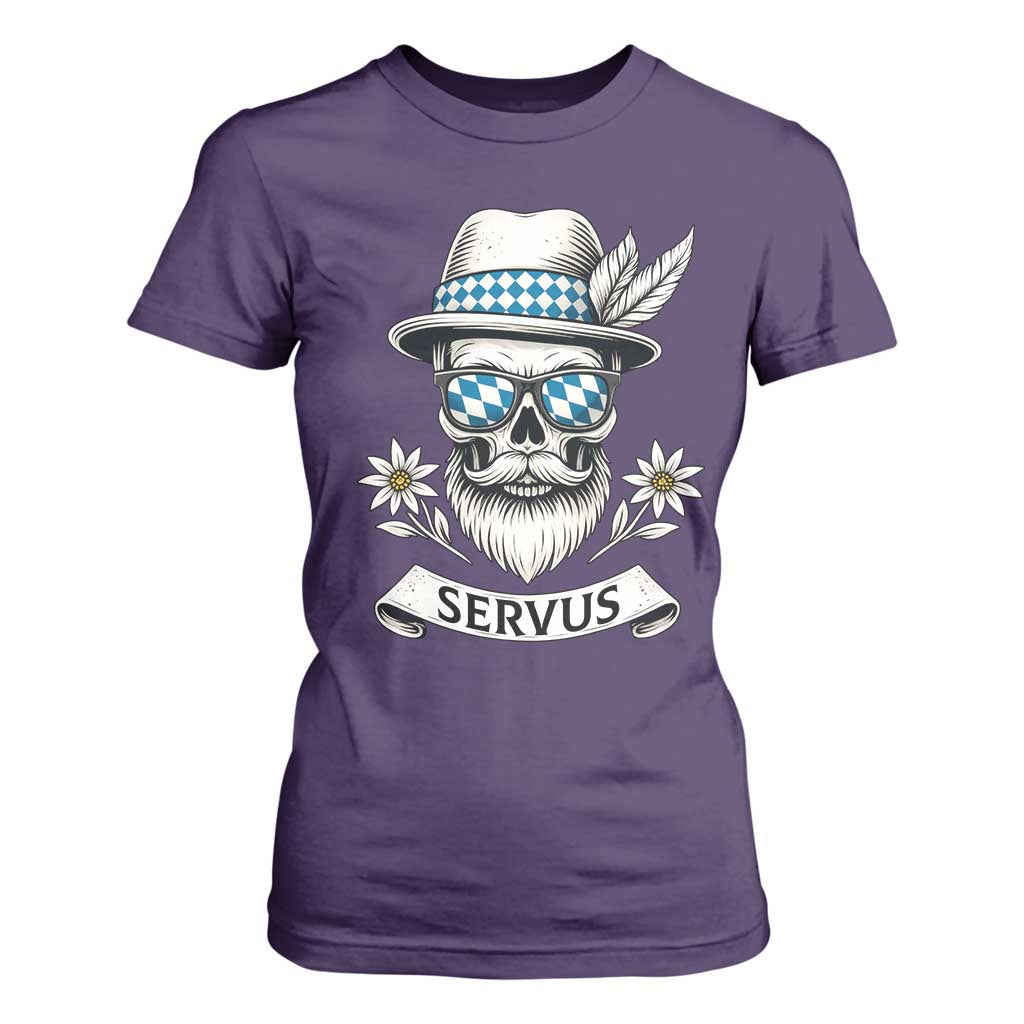 Bavarian Skull Servus Oktoberfest T Shirt For Women Cool Alpine Hat Tyrolean German Tradition Style TS02 Purple Print Your Wear