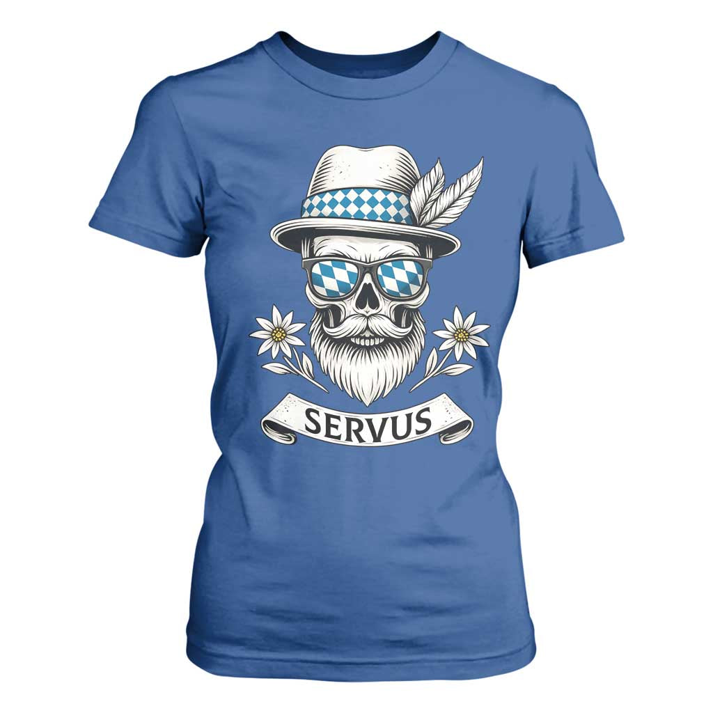 Bavarian Skull Servus Oktoberfest T Shirt For Women Cool Alpine Hat Tyrolean German Tradition Style TS02 Royal Blue Print Your Wear