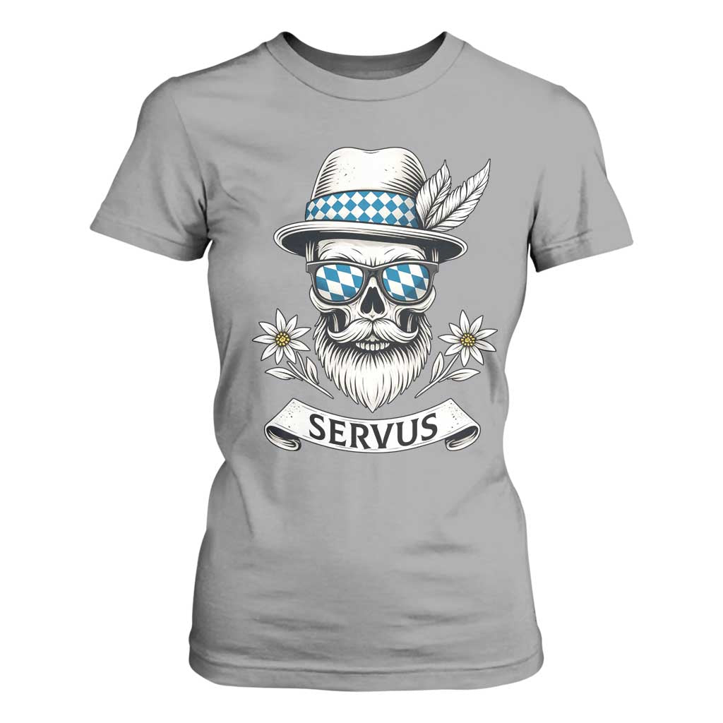 Bavarian Skull Servus Oktoberfest T Shirt For Women Cool Alpine Hat Tyrolean German Tradition Style TS02 Sport Gray Print Your Wear