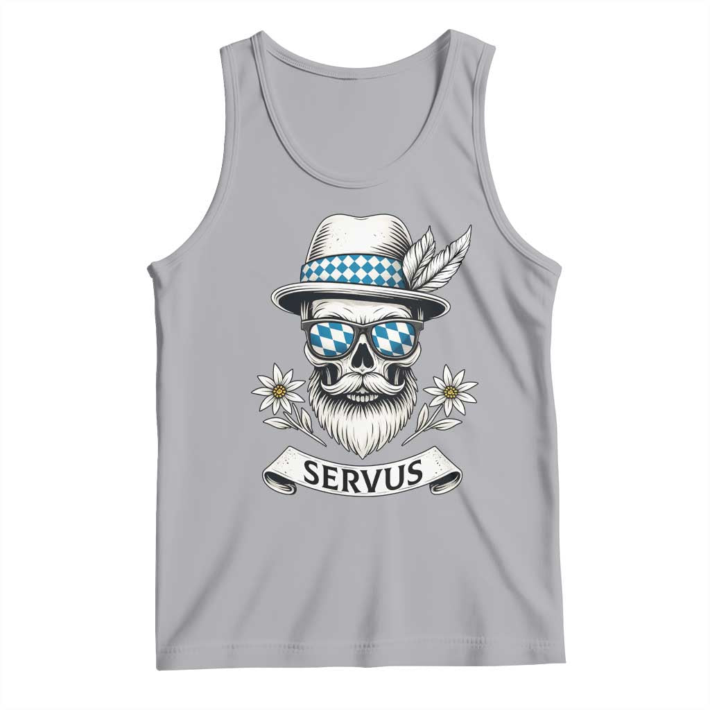 Bavarian Skull Servus Oktoberfest Tank Top Cool Alpine Hat Tyrolean German Tradition Style TS02 Athletic Heather Print Your Wear