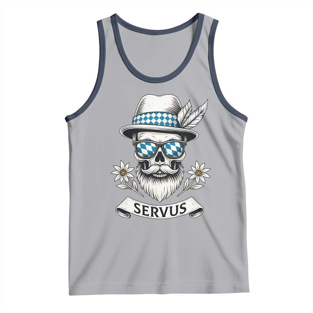 Bavarian Skull Servus Oktoberfest Tank Top Cool Alpine Hat Tyrolean German Tradition Style TS02 Athletic Heather Navy Print Your Wear