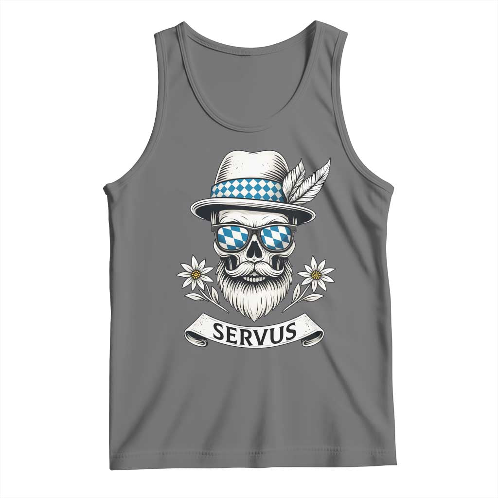 Bavarian Skull Servus Oktoberfest Tank Top Cool Alpine Hat Tyrolean German Tradition Style TS02 Black Heather Print Your Wear