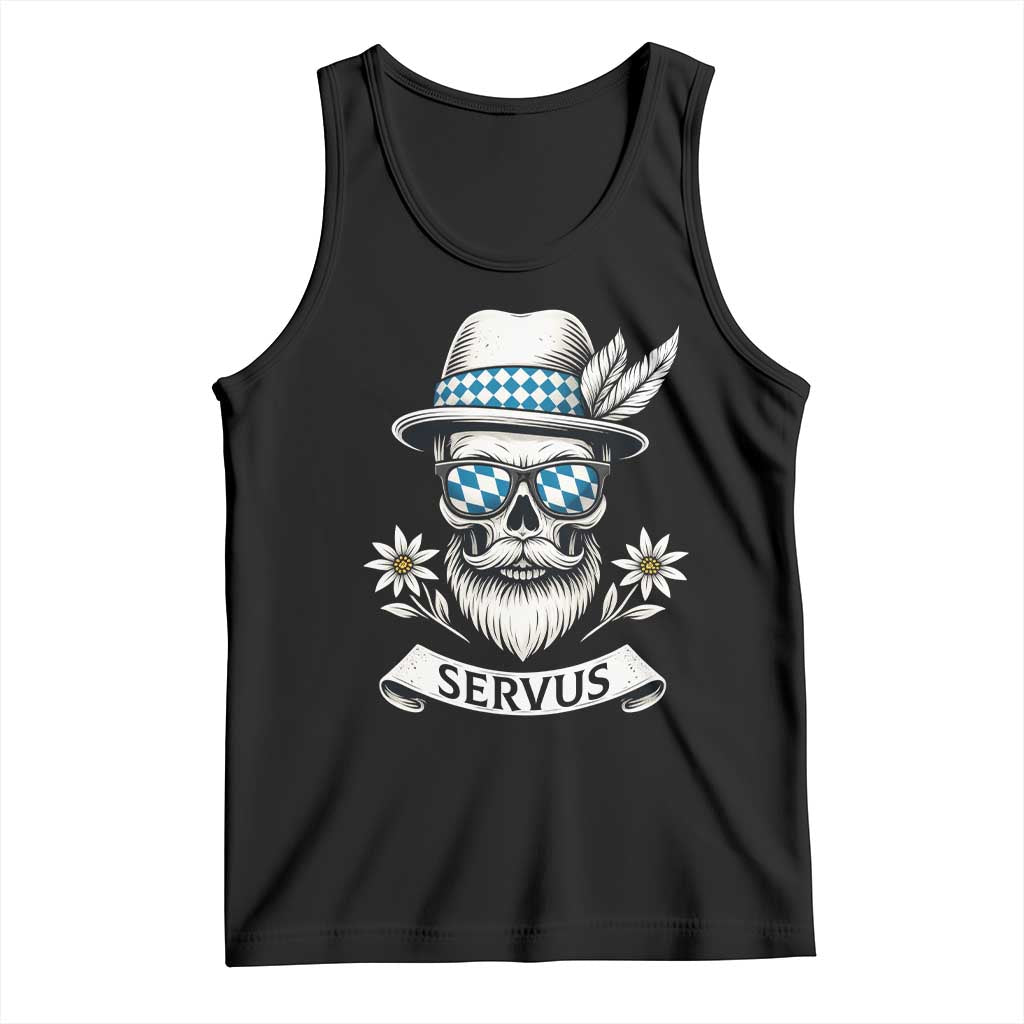 Bavarian Skull Servus Oktoberfest Tank Top Cool Alpine Hat Tyrolean German Tradition Style TS02 Black Print Your Wear