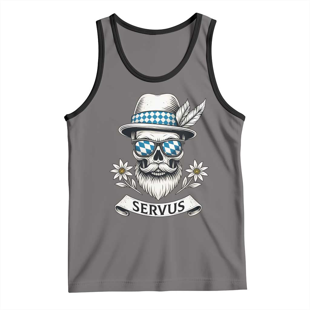 Bavarian Skull Servus Oktoberfest Tank Top Cool Alpine Hat Tyrolean German Tradition Style TS02 Deep Heather Black Print Your Wear
