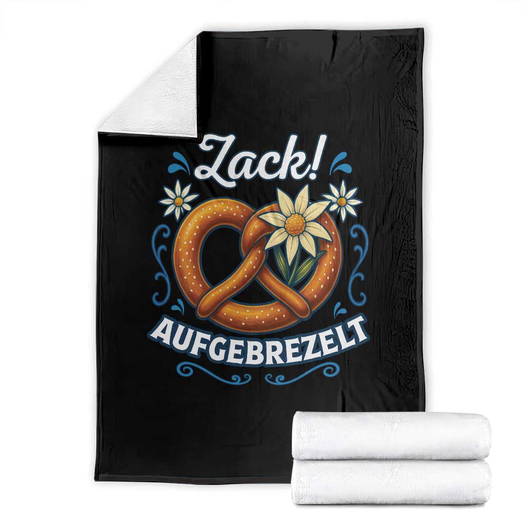 Zack Aufgebrezelt Oktoberfest Throw Blanket Funny Bavarian Pretzel Edelweiss Blue TS02 Black Print Your Wear