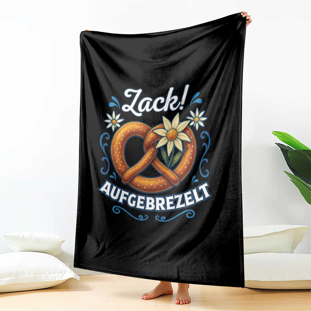 Zack Aufgebrezelt Oktoberfest Throw Blanket Funny Bavarian Pretzel Edelweiss Blue TS02 Print Your Wear