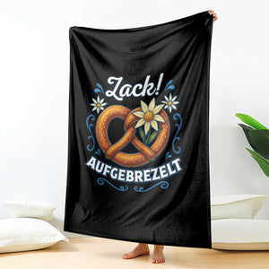 Zack Aufgebrezelt Oktoberfest Throw Blanket Funny Bavarian Pretzel Edelweiss Blue TS02 Print Your Wear