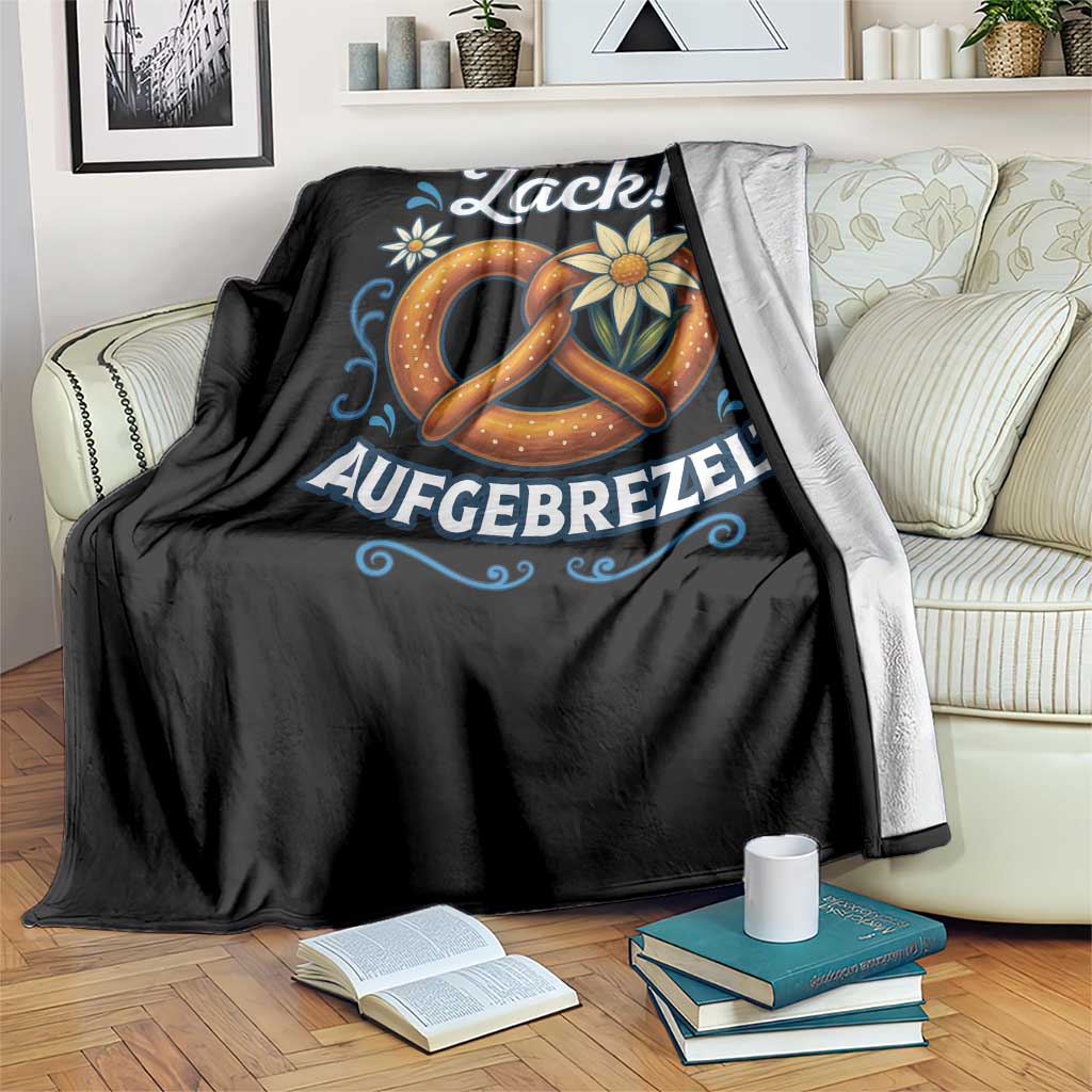 Zack Aufgebrezelt Oktoberfest Throw Blanket Funny Bavarian Pretzel Edelweiss Blue TS02 Print Your Wear