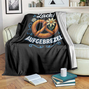 Zack Aufgebrezelt Oktoberfest Throw Blanket Funny Bavarian Pretzel Edelweiss Blue TS02 Print Your Wear