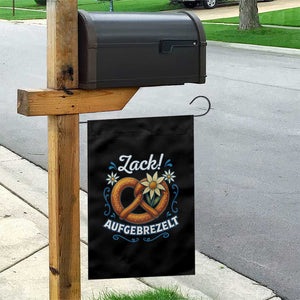 Zack Aufgebrezelt Oktoberfest Garden Flag Funny Bavarian Pretzel Edelweiss Blue TS02 Print Your Wear
