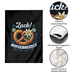 Zack Aufgebrezelt Oktoberfest Garden Flag Funny Bavarian Pretzel Edelweiss Blue TS02 Print Your Wear