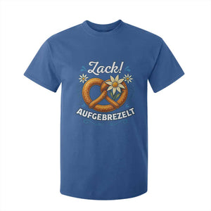 Zack Aufgebrezelt Oktoberfest T Shirt For Kid Funny Bavarian Pretzel Edelweiss Blue TS02 Royal Blue Print Your Wear