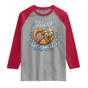 Zack Aufgebrezelt Oktoberfest Raglan Shirt Funny Bavarian Pretzel Edelweiss Blue TS02 Sport Gray Red Print Your Wear