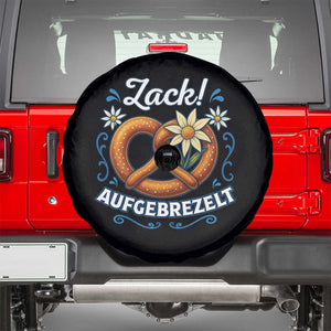 Zack Aufgebrezelt Oktoberfest Spare Tire Cover Funny Bavarian Pretzel Edelweiss Blue TS02 Black Print Your Wear