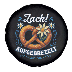 Zack Aufgebrezelt Oktoberfest Spare Tire Cover Funny Bavarian Pretzel Edelweiss Blue TS02 Print Your Wear