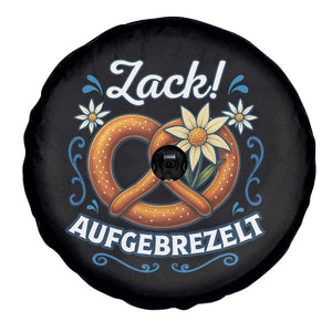 Zack Aufgebrezelt Oktoberfest Spare Tire Cover Funny Bavarian Pretzel Edelweiss Blue TS02 Print Your Wear
