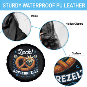 Zack Aufgebrezelt Oktoberfest Spare Tire Cover Funny Bavarian Pretzel Edelweiss Blue TS02 Print Your Wear