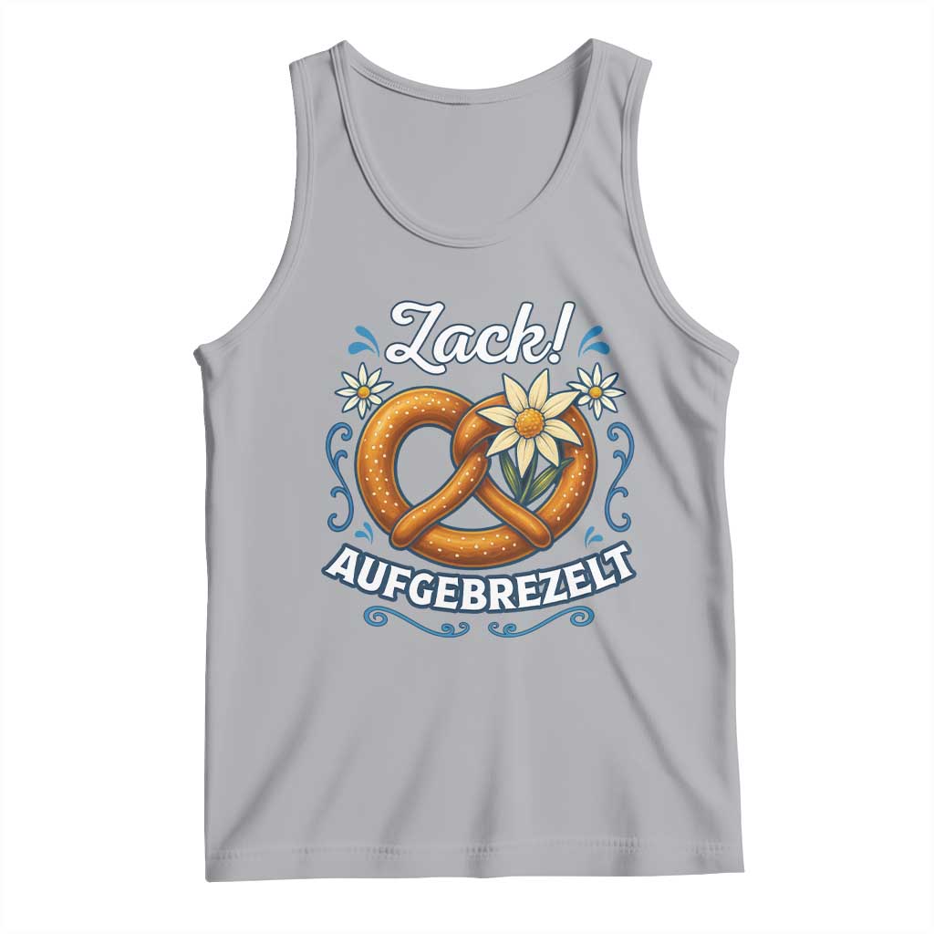 Zack Aufgebrezelt Oktoberfest Tank Top Funny Bavarian Pretzel Edelweiss Blue TS02 Athletic Heather Print Your Wear