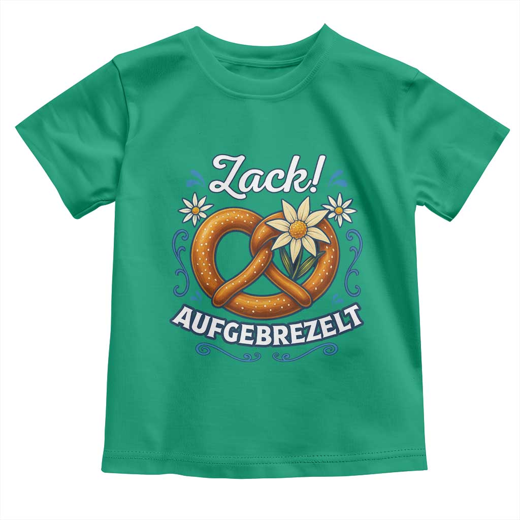 Zack Aufgebrezelt Oktoberfest Toddler T Shirt Funny Bavarian Pretzel Edelweiss Blue TS02 Irish Green Print Your Wear