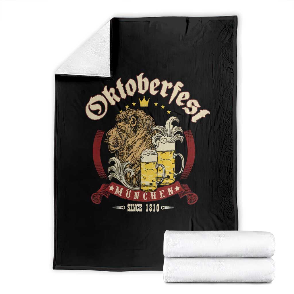 Oktoberfest Munchen Throw Blanket Munich Since 1810 Bavarian Lion and Beer TS02 Black Print Your Wear