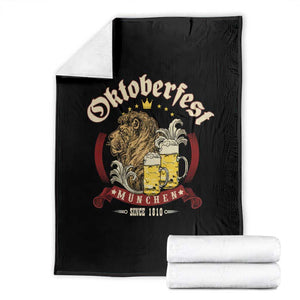 Oktoberfest Munchen Throw Blanket Munich Since 1810 Bavarian Lion and Beer TS02 Black Print Your Wear
