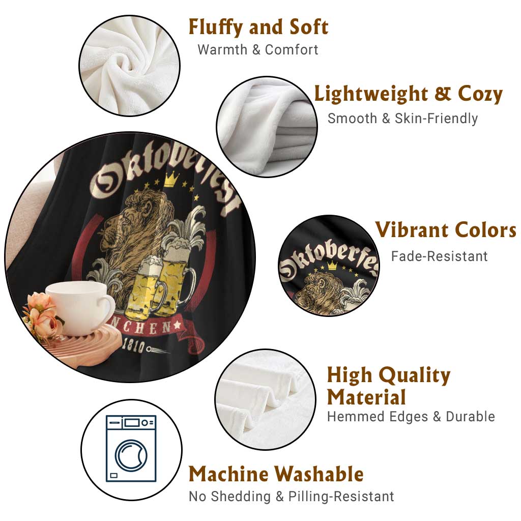 Oktoberfest Munchen Throw Blanket Munich Since 1810 Bavarian Lion and Beer TS02 Print Your Wear