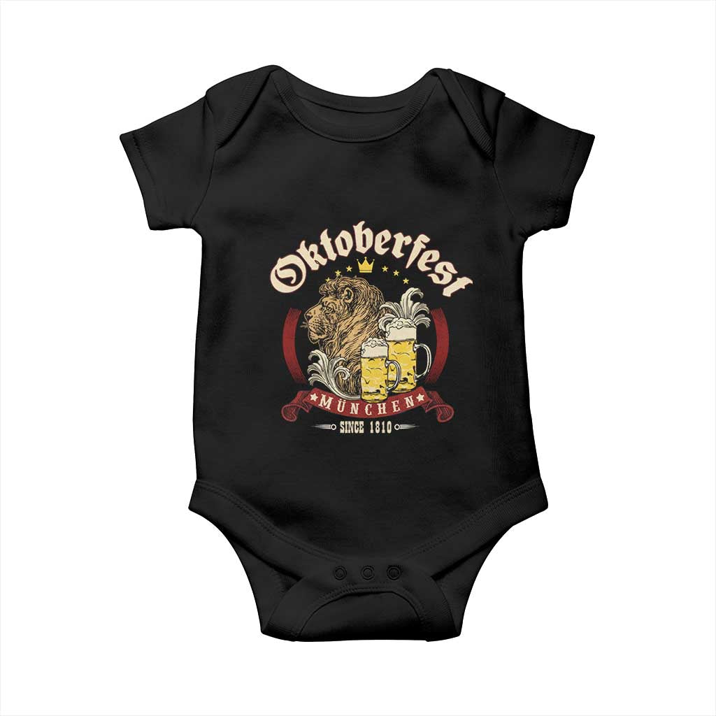 Oktoberfest Munchen Baby Onesie Munich Since 1810 Bavarian Lion and Beer TS02 Black Print Your Wear