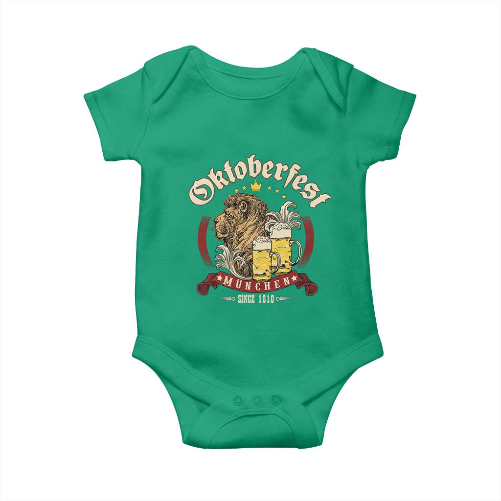 Oktoberfest Munchen Baby Onesie Munich Since 1810 Bavarian Lion and Beer TS02 Irish Green Print Your Wear