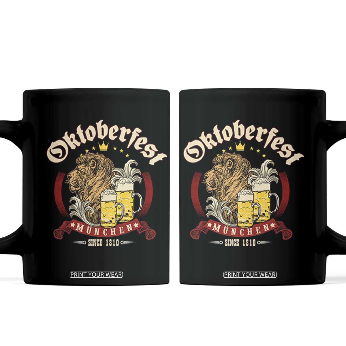 Oktoberfest Munchen Coffee Mug Munich Since 1810 Bavarian Lion and Beer TS02 Black Print Your Wear