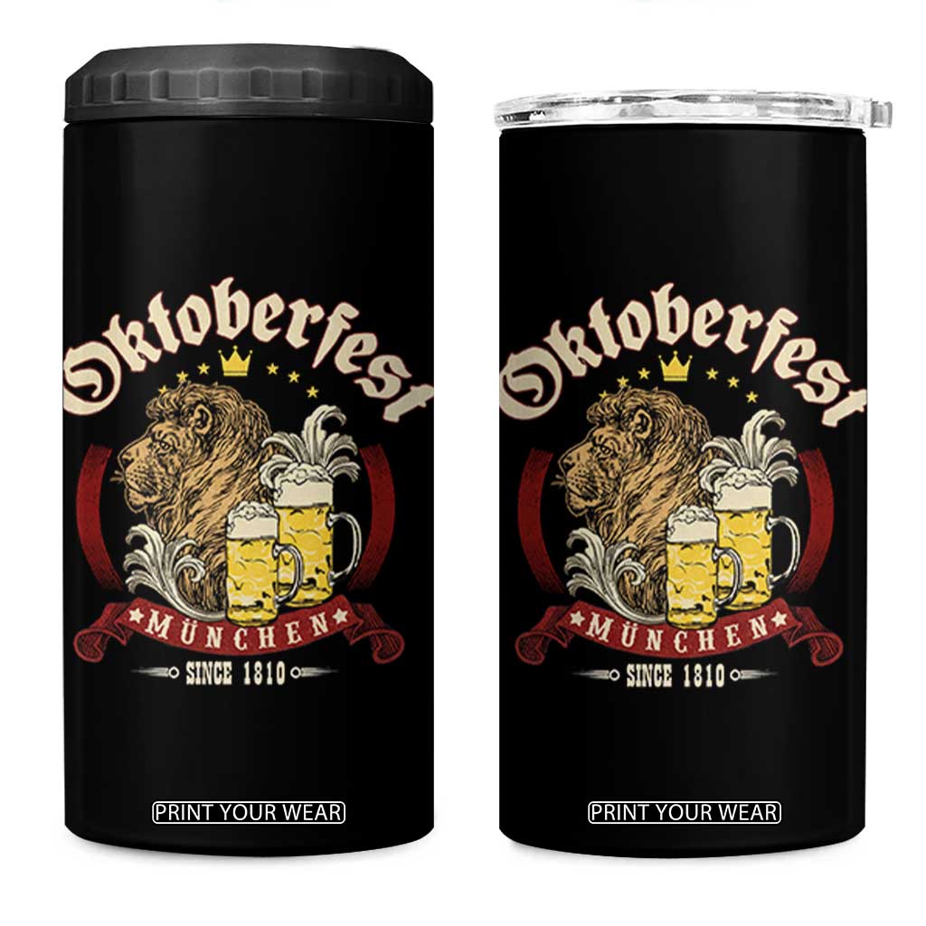 Oktoberfest Munchen 4 in 1 Can Cooler Tumbler Munich Since 1810 Bavarian Lion and Beer TS02 One Size: 16 oz Black Print Your Wear