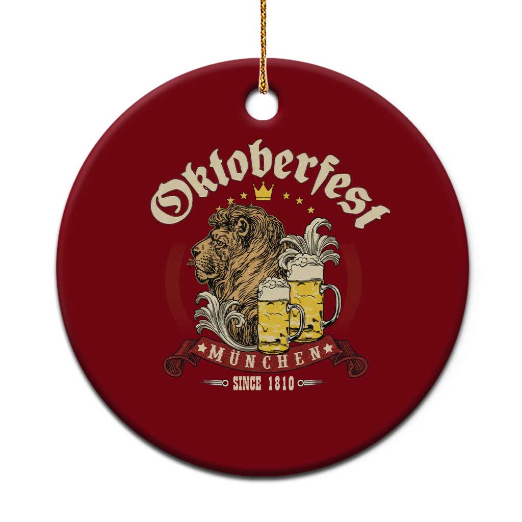 Oktoberfest Munchen Ceramic Ornament Munich Since 1810 Bavarian Lion and Beer TS02 1pc Red Print Your Wear