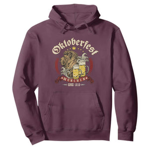 Oktoberfest Munchen Hoodie Munich Since 1810 Bavarian Lion and Beer TS02 Maroon Print Your Wear