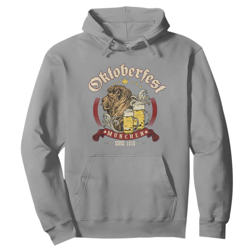 Oktoberfest Munchen Hoodie Munich Since 1810 Bavarian Lion and Beer TS02 Sport Gray Print Your Wear