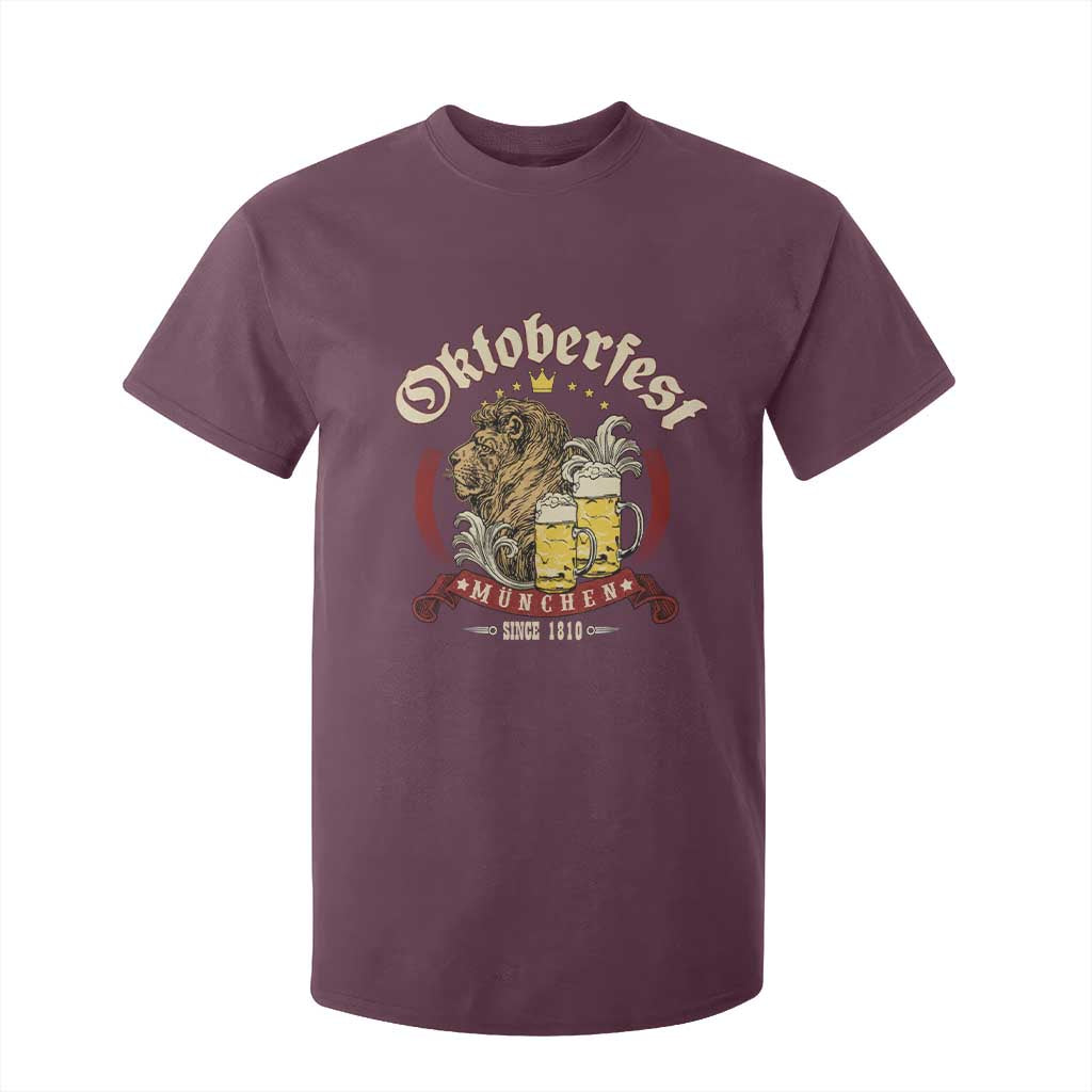 Oktoberfest Munchen T Shirt For Kid Munich Since 1810 Bavarian Lion and Beer TS02 Maroon Print Your Wear
