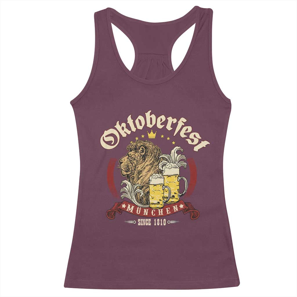 Oktoberfest Munchen Racerback Tank Top Munich Since 1810 Bavarian Lion and Beer TS02 Maroon Print Your Wear
