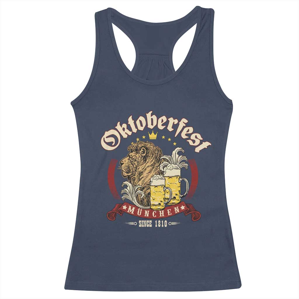 Oktoberfest Munchen Racerback Tank Top Munich Since 1810 Bavarian Lion and Beer TS02 Navy Print Your Wear