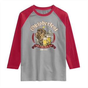 Oktoberfest Munchen Raglan Shirt Munich Since 1810 Bavarian Lion and Beer TS02 Sport Gray Red Print Your Wear