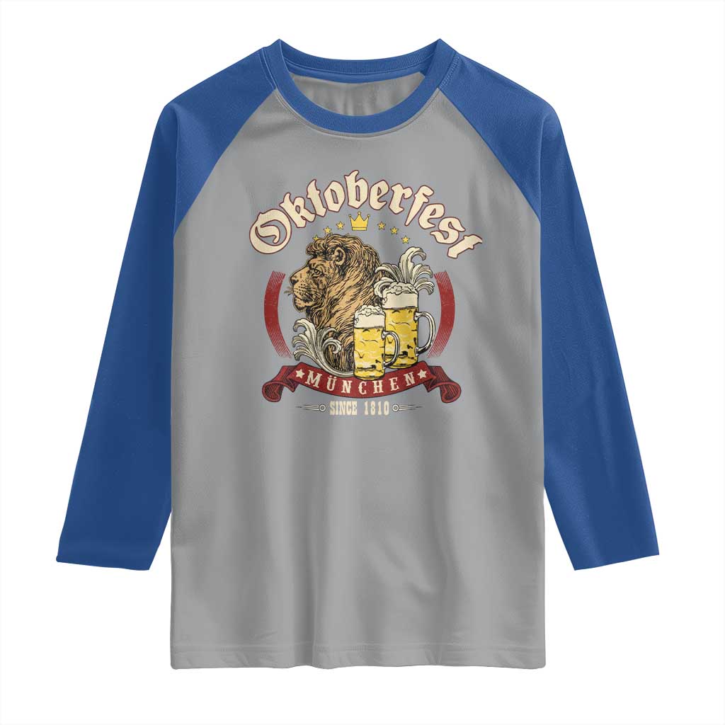 Oktoberfest Munchen Raglan Shirt Munich Since 1810 Bavarian Lion and Beer TS02 Sport Gray Royal Print Your Wear