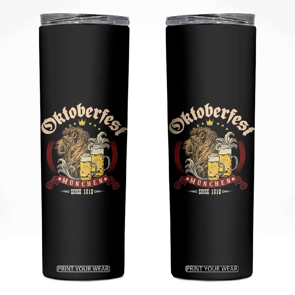 Oktoberfest Munchen Skinny Tumbler Munich Since 1810 Bavarian Lion and Beer TS02 Black Print Your Wear