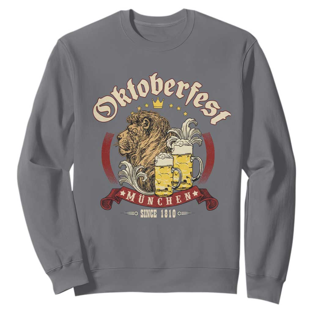 Oktoberfest Munchen Sweatshirt Munich Since 1810 Bavarian Lion and Beer TS02 Charcoal Print Your Wear