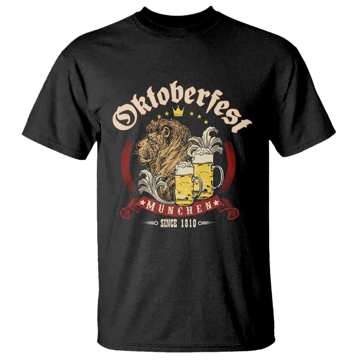 Oktoberfest Munchen T Shirt Munich Since 1810 Bavarian Lion and Beer TS02 Black Print Your Wear