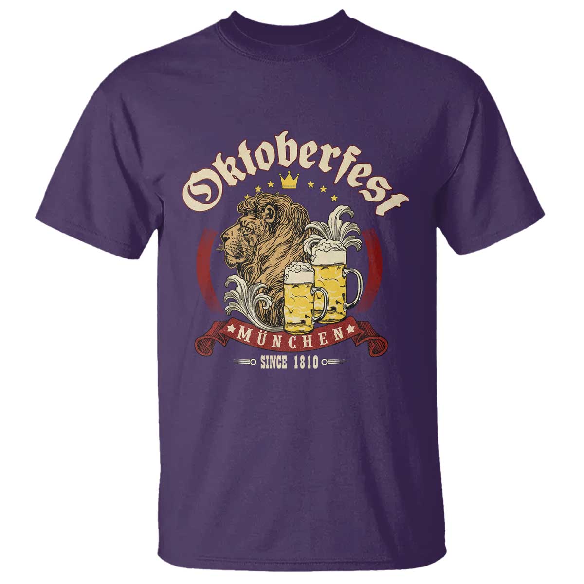 Oktoberfest Munchen T Shirt Munich Since 1810 Bavarian Lion and Beer TS02 Purple Print Your Wear