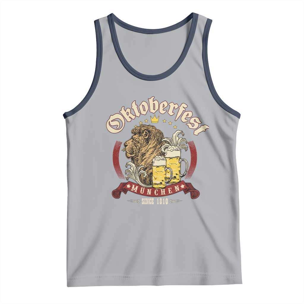 Oktoberfest Munchen Tank Top Munich Since 1810 Bavarian Lion and Beer TS02 Athletic Heather Navy Print Your Wear