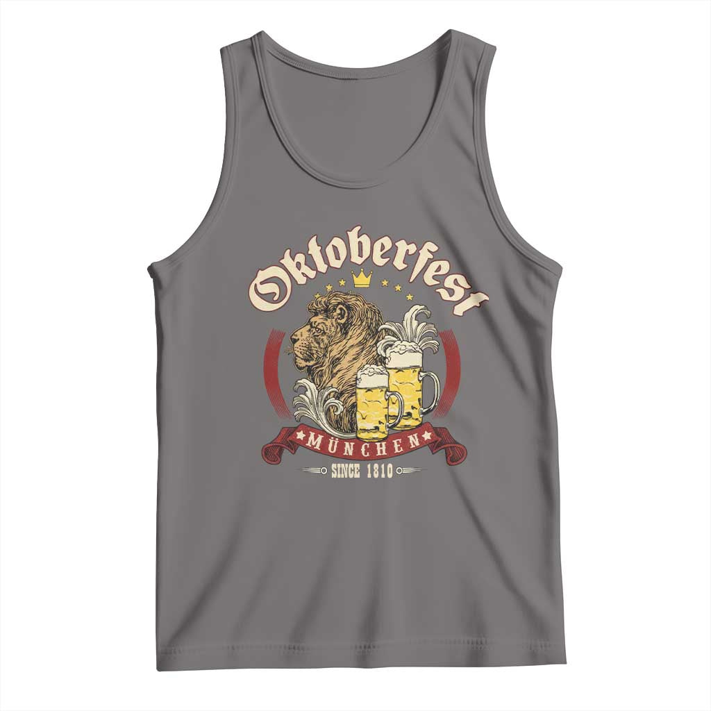 Oktoberfest Munchen Tank Top Munich Since 1810 Bavarian Lion and Beer TS02 Deep Heather Print Your Wear