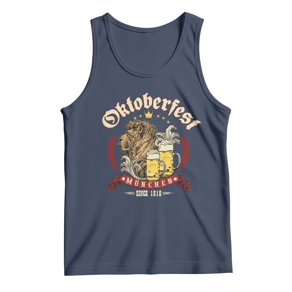 Oktoberfest Munchen Tank Top Munich Since 1810 Bavarian Lion and Beer TS02 Navy Print Your Wear